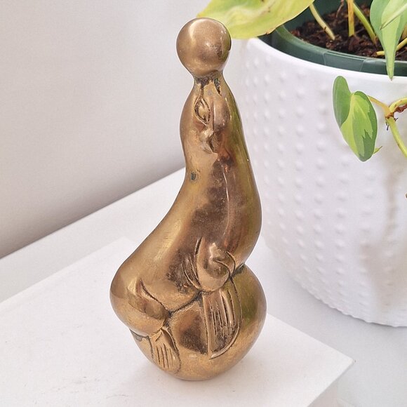 Vintage Brass Seal Sea Lion Figurine statue - Picture 1 of 2